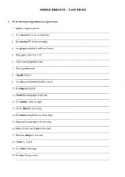 English Worksheet: Simple Past Sentences