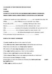 English Worksheet: an exam for 11th grades langages classes in Turkey