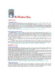 English Worksheet: The Bible Christmas story (reading test)