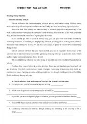 English Worksheet: FOOD AND HEALTH