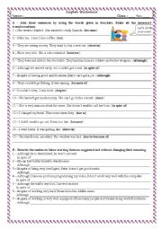 English Worksheet: Conjunctions 3 (With Key)
