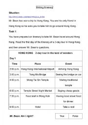 English Worksheet: writing itinerary