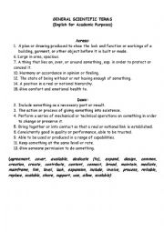 English Worksheet: Academic Purposes Vocabulary