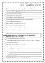 English Worksheet: Passive voice + answer key