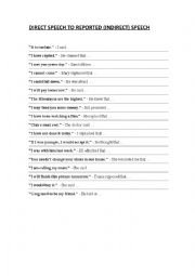 English Worksheet: Direct Speech to Indirect