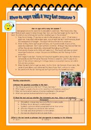English Worksheet: how to cope with a very hot summer ? 