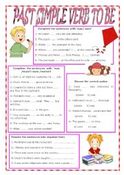 English Worksheet: PAST SIMPLE VERB TO BE