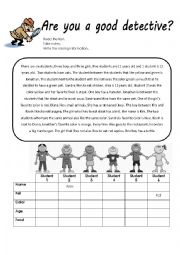 English Worksheet: Are you a good detective - learning to take notes