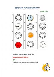 English Worksheet: Telling the time information gap activity