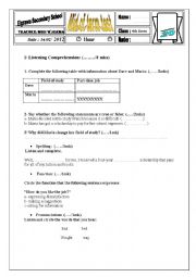 English Worksheet: mid term test 2