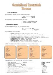 English Worksheet: Countable and Uncountable Nouns