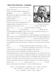 English Worksheet: Martin Luther King Jr : a biography