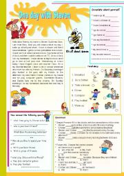 A day with Steve Activities for Childrens & Comprehension- Writing - Vocabulary and Grammar