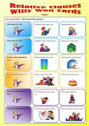 English Worksheet: Relative Clauses_Part 3-Willy Won Cards