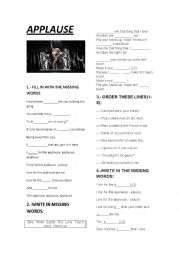 English Worksheet: Lady Gagas Applause