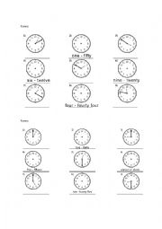 English Worksheet: Telling Time