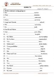 English Worksheet: going to