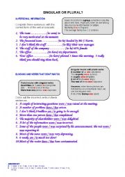 English Worksheet: Singular or Plural