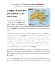 English Worksheet: Australia - listening comprehension