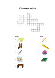 Classroom object crossword