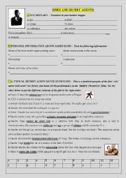 English Worksheet: Spies and Secret Agents, James Bond 3 pages + one KEY