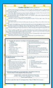 English Worksheet: A Brother Like That (reading comprehension)