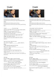 English Worksheet: Drake lyrics Started from the Bottom