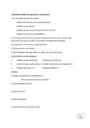 English Worksheet: Food and Drinks 