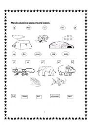 English Worksheet: Match sounds to pictures and words