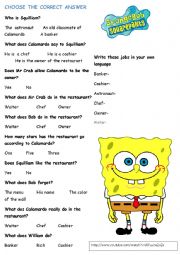 English Worksheet: SPONGE BOB SQUILLIAM RETURNS