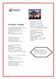 English Worksheet: Air Supply - Goodbye