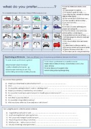 English Worksheet:  what do you prefer?