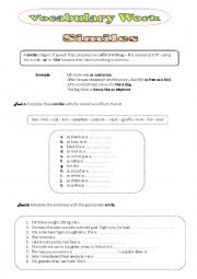 English Worksheet: Similes