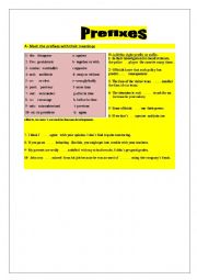 English Worksheet: some prefixes and their meaning
