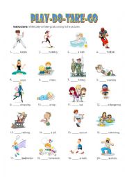 English Worksheet: Play-Do-Take-Go