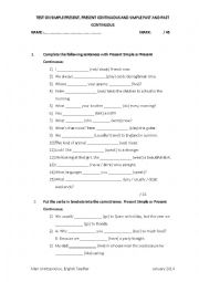 Test on Present and Past Simple & Continuous