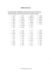 English Worksheet: regular verb list 
