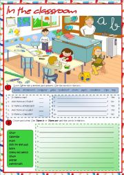 English Worksheet: In the classroom - There is / There are