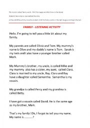 English Worksheet: Family Listening Activity