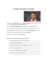 English Worksheet: Cristiano Ronaldo`s Rputine