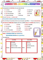 English Worksheet: GRAMMAR TIME - COUNTABLE VS UNCOUNTABLE