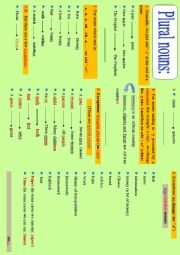English Worksheet: Grammar point: Plural nouns : Spelling Rules -s, -es, -ies, irregular plurals  