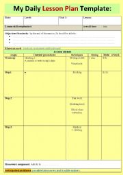 A nice daily lesson plan template for novice teachers