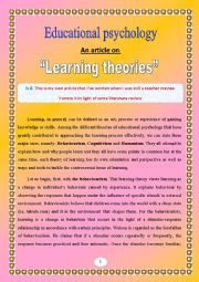 An interesting article on Learning theories (5 pages for novice teachers)