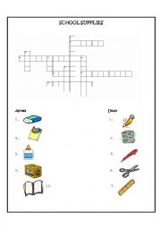 School Supplies Crossword