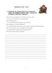 English Worksheet: exercises on different structures