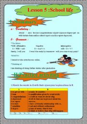 English Worksheet: lesson 5: School Life 