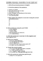 English Worksheet: REVIEW personal pronouns, to be, have got