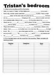 English Worksheet: Listening Comprehension in my bedroom