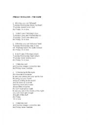 English Worksheet: Friday Im in Love